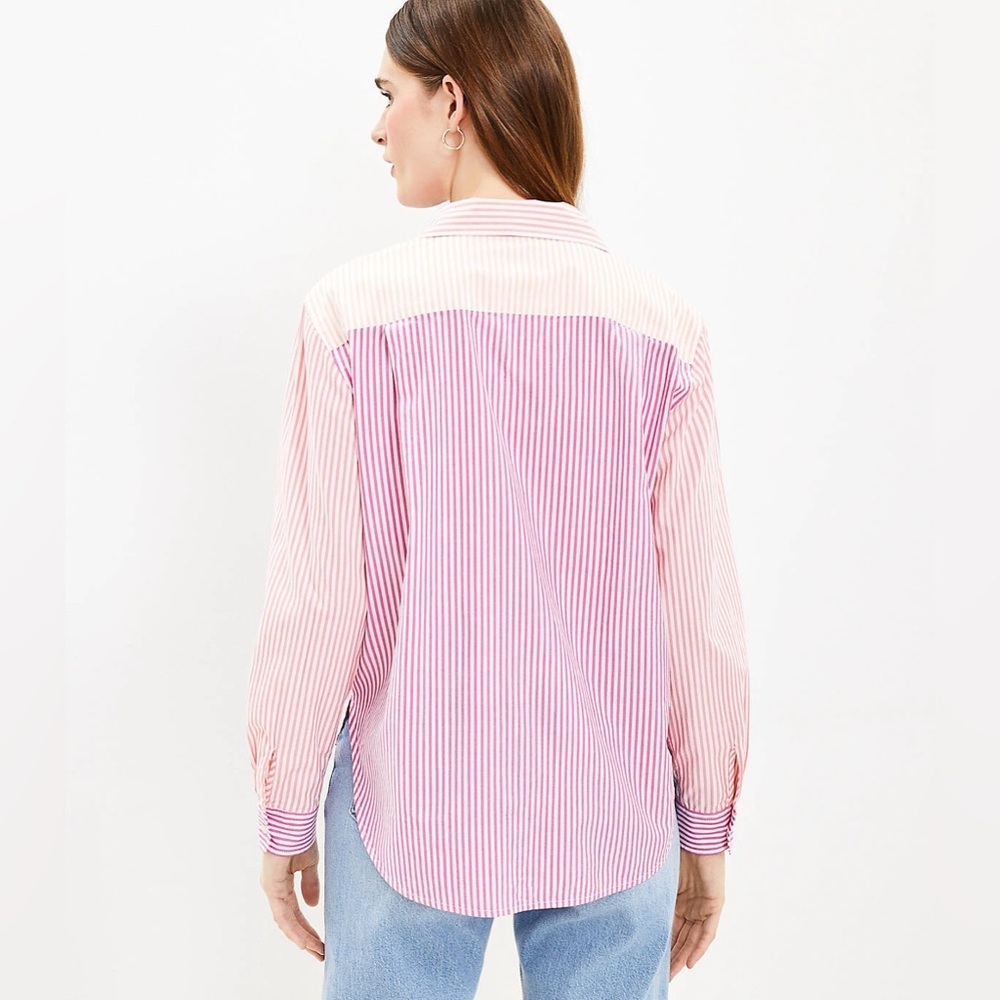 NWT Loft Stripe Relaxed Everyday Shirt Small - Picture 4 of 10